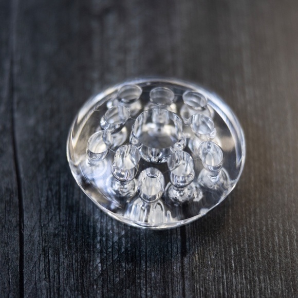 Vintage glass flower frog 11 eleven holes with large center hole - Picture 4 of 6